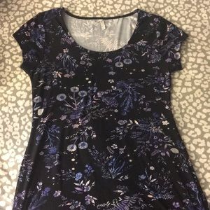 Dandelion print blue and purple dress